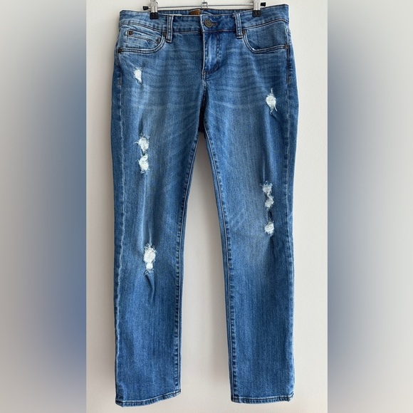 Kut from the Kloth Katy Boyfriend Distressed Blue Denim Jeans, Size 6 - Picture 1 of 16